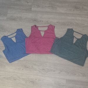 Women's Sleeveless 3 Keyhole Tops - Blue, Red, and Green